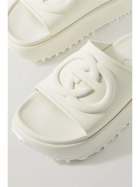 gucci cream slides|GUCCI Miami rubber platform slides .